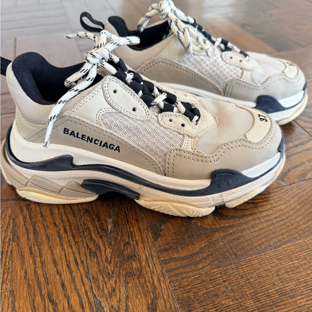 Women's Beige and Black Sneakers